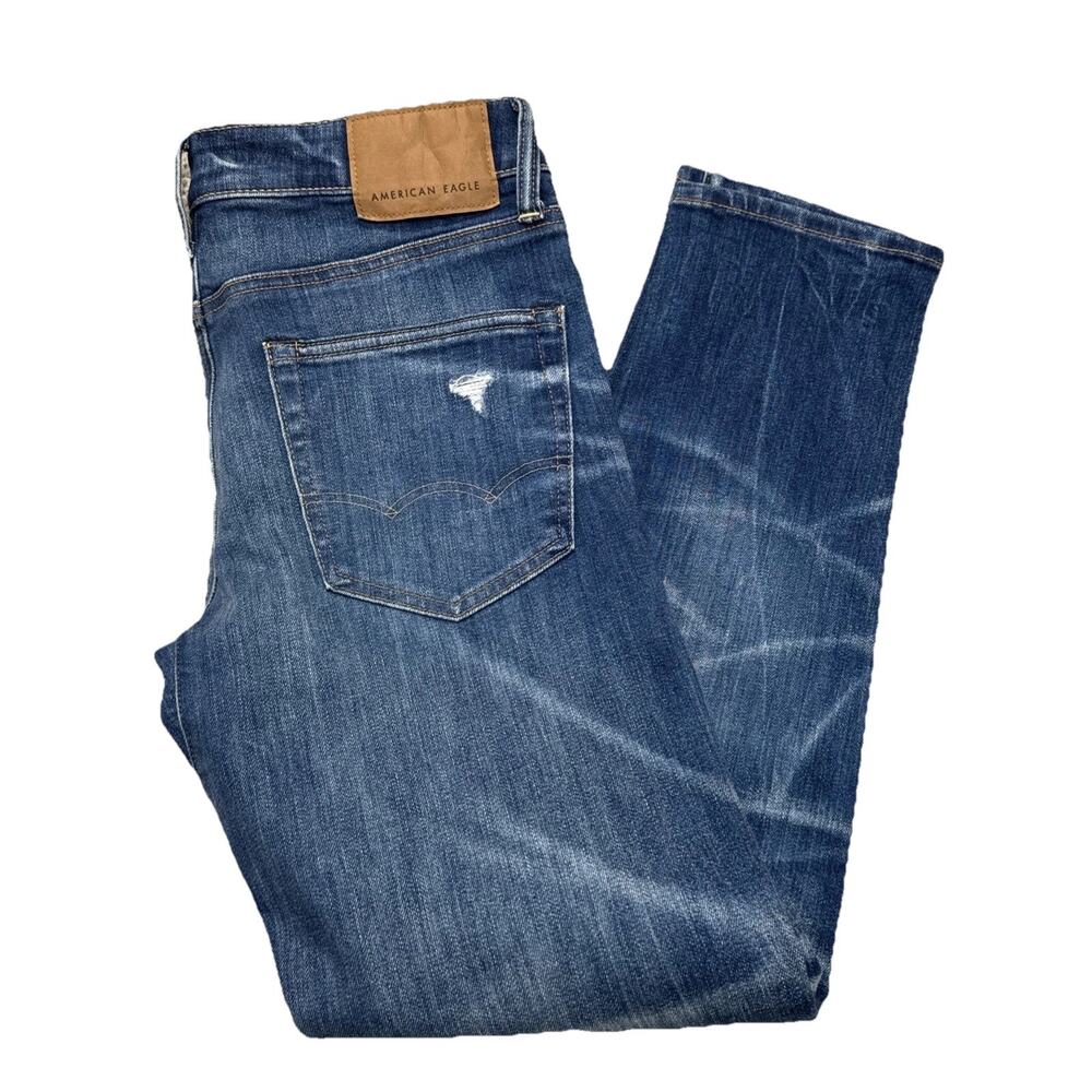 American Eagle Airflex+ Athletic Skinny Distressed Ripped Jeans Size 30x29.75